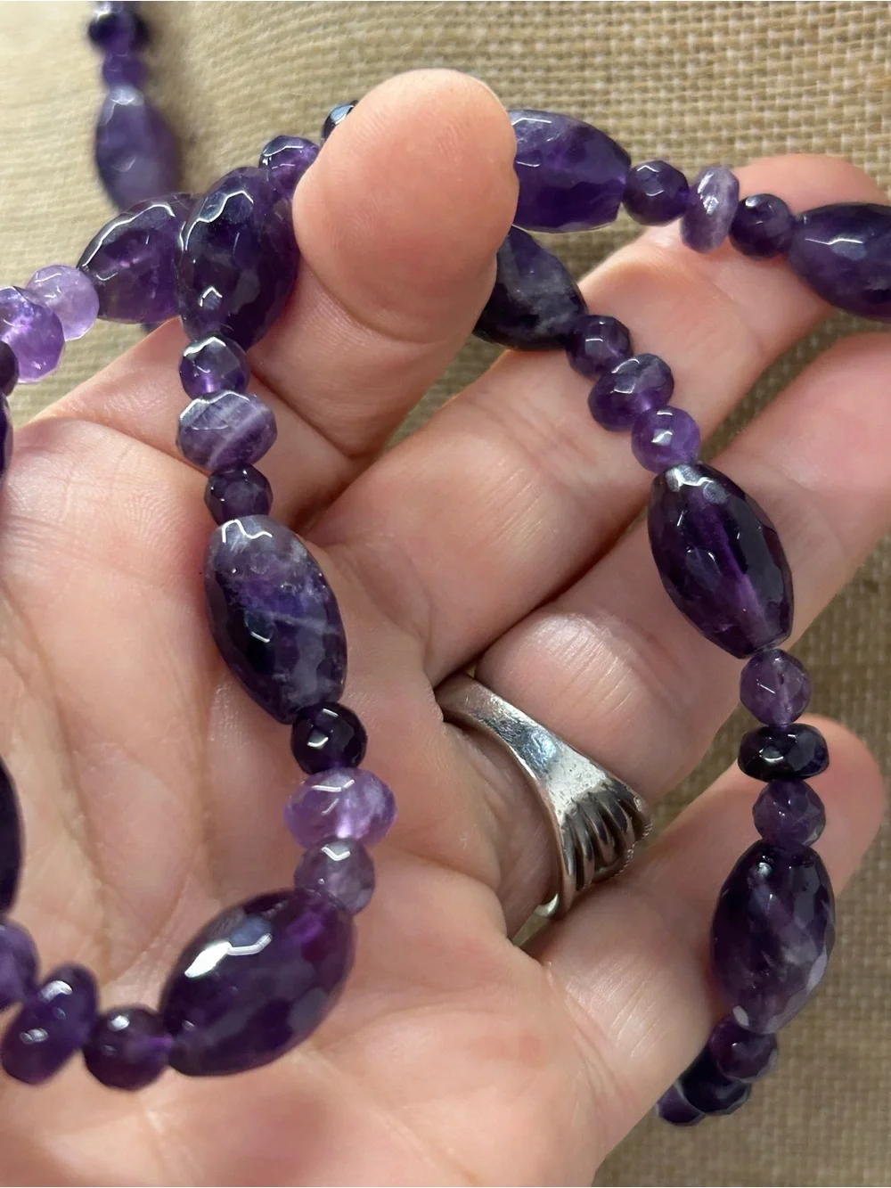 Jay King Desert Rose faceted Amethyst necklace 18”